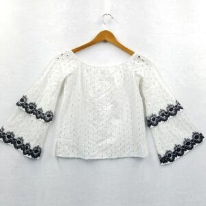 Bailey 44 Blouse Women XS White Embroidered Phlox Eyelet Off-the-Shoulder Top
